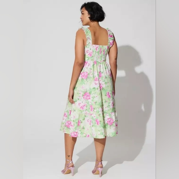 Torrid Floral Green and Pink Dress - Picture 2 of 4